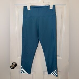 Senita Athletics Teal Leggings with White Stripes